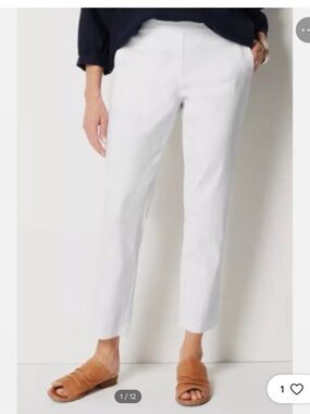 J. Jill Stretch White Linen Pants 8 Beach Coastal Clean Beauty